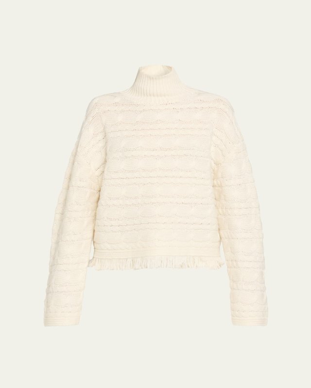 Cropped Cable Turtleneck Sweater
